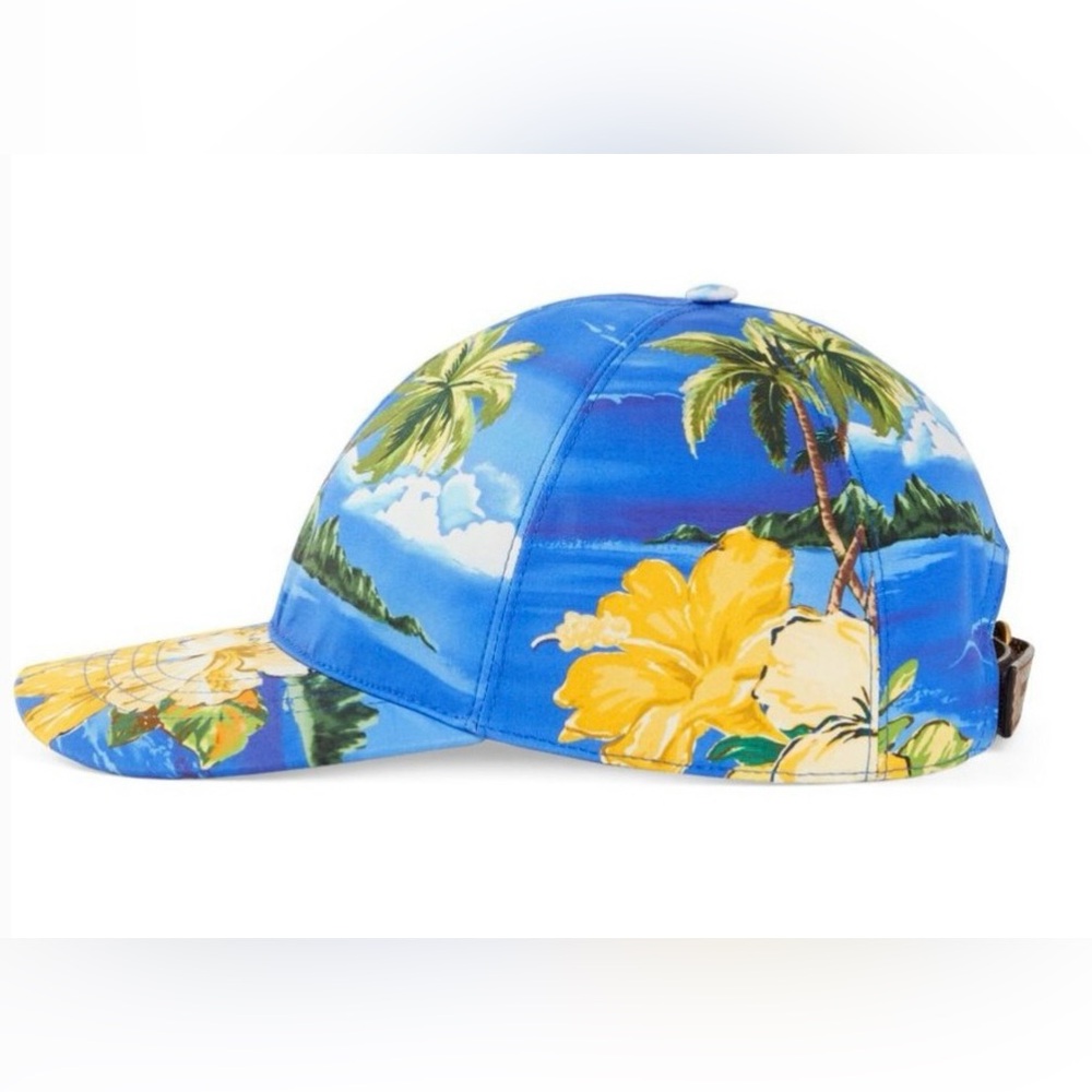 GUCCI TROPICAL FUN SUMMER BASEBALL CAP, COTTON WITH ADJUSTABLE LEATHER CLOSURE - Picture 10 of 14